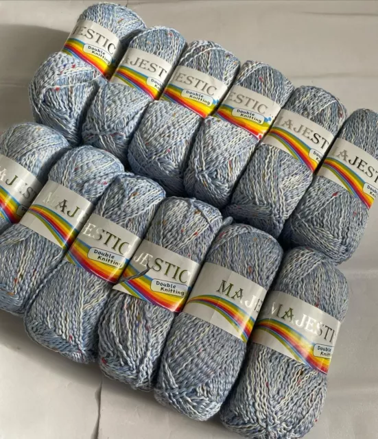 Majestic Blue & White Multi Colour Fleck Crinkle Double Knitting Yarn 10x100gm