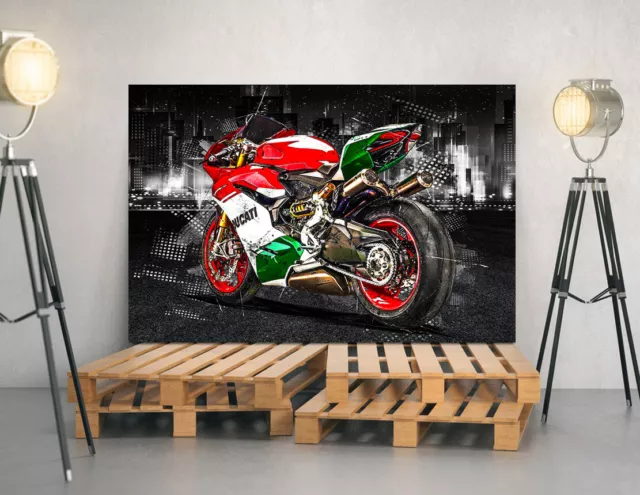 Leinwandbild Ducati Panigale Abstrakt Motorrad Bilder Kunstdruck Gemälde