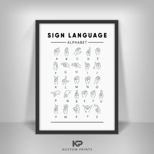 Alphabet Sign Language Print Educational Wall Art Poster ABC Picture Classroom