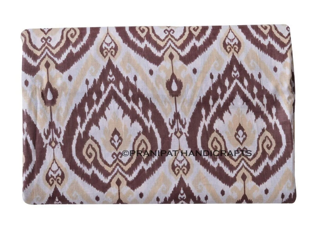 Indien Ikat Imprimé Coton Doux de Luxe Marron Hippie Robe Faisant Tissu Par Yard
