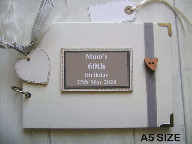 PERSONALISED 60TH birthday PHOTO ALBUM/SCRAPBOOK/MEMORY/GUEST BOOK a5 or a4 size