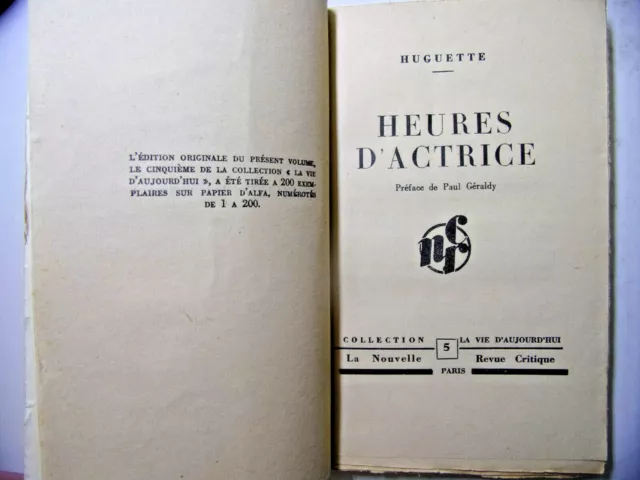 Envoi autographe Huguette Duflos. Heures d'actrices 3