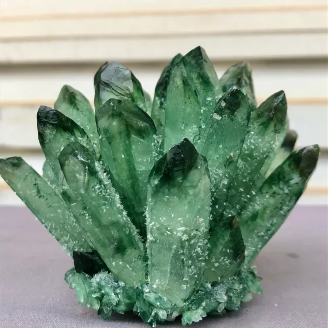 397g  New Find Green Phantom Quartz Crystal Cluster Mineral Specimen Healing