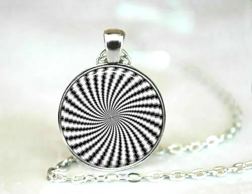 ILLUSION SPIRAL HYPNOTIC pendant 20" Sterling 925 Silver necklace HYPNOSIS gift