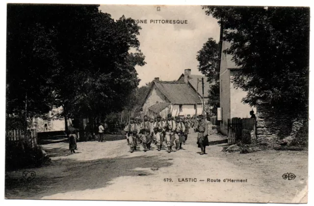 CPA 63 - LASTIC (Puy de Dôme) - 679. Route d'Herment (Military on the Move) ELD