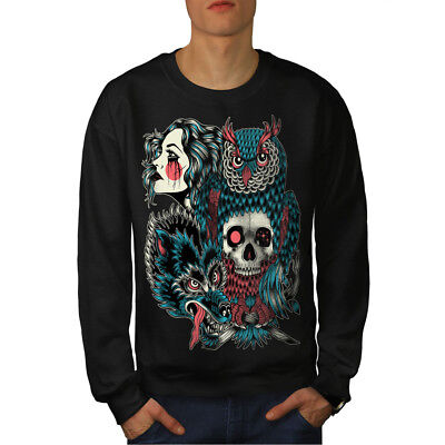 Wellcoda Wolf Dragon Skull Fashion Mens Sweatshirt,  Casual Pullover Jumper