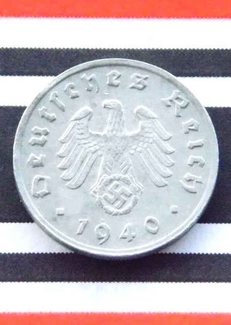 GERMAN Coin 1940 G 1 REICHSPFENNIG Zinc SWASTIKA 3RD REICH WW2 +RARE Pfennig Rpf