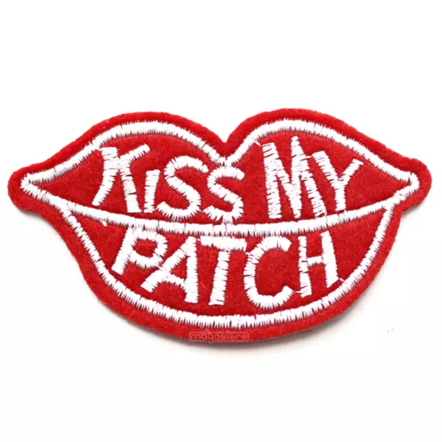 Kuss Mund Aufnäher Aufbügler Kiss My Patch Lippen Lipps Rockabilly Kussmund Jean