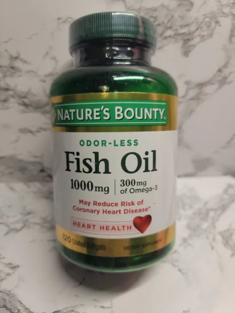 Nature's Bounty Fish Oil 1000mg, Omega-3 300mg Ordorless 120 Softgel Sealed