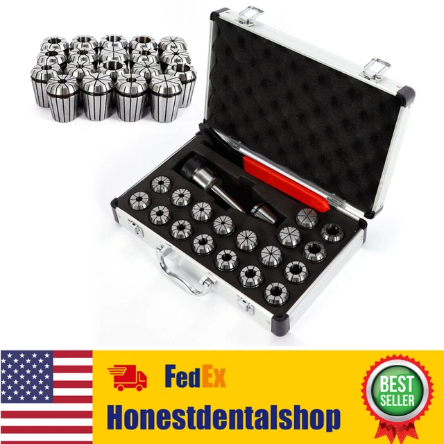 21 Pcs M10 MT2 ER32 Spring Collet Set 250mm Spanner+ 1-20mm Collet Chuck Set USA