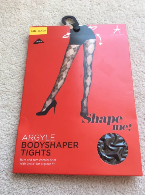 PRIMARK ARGYLE BODY Shaper Black Tights Size L/XL £2.99 - PicClick UK
