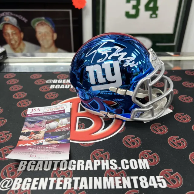Jeremy Shockey Signed New York Giants Chrome Mini Helmet Autographed JSA