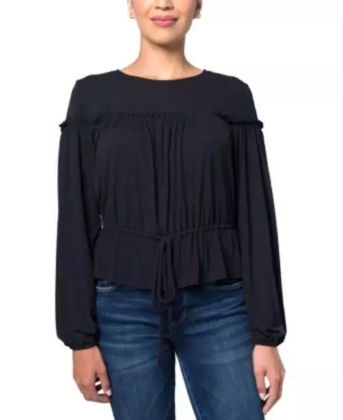 MSRP $49 Kit & Sky Ruffle Knit Top Black Size Medium