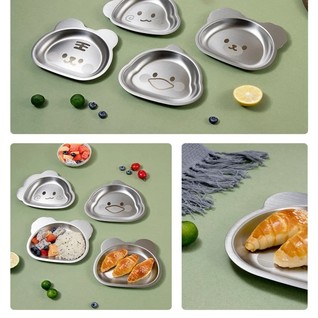 Child Feeding Plate Kid Feeding Bowl Baby Stainless Steel Plate Food Tray