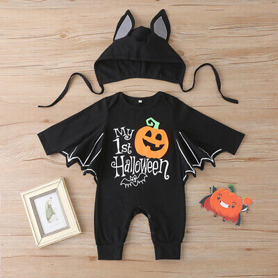 Neonato Baby Boys Girls Halloween Pipistrello Costume Cosplay Romper Abiti Costume 2