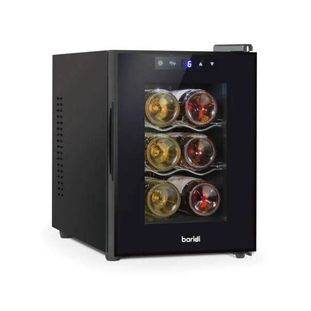Baridi 6 Bottle Wine Cooler, Thermoelectric, 5-18°C, Touch Control - DH217