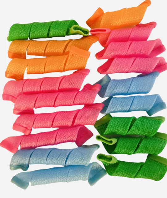 New 18 pc Magic Hair Curlers Wave Formers with Styling Hook 2 Sizes 4 Colors
