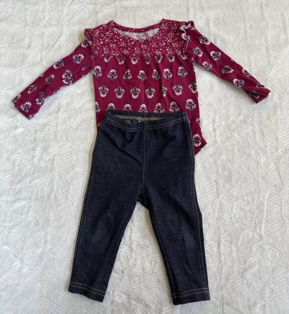 Carter’s Baby Girl 2 Piece Set Long Sleeve Bodysuit And Pants