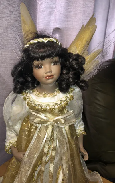 Beautiful Plug In Porcelain Doll With Fiber Optic Lights & Motion Tree Topper