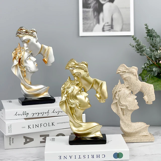 Resin Kissing Lovers Figurines Home Decor Abstract Couple Statue for Living Room