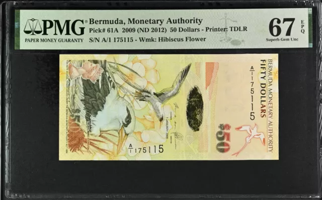 Bermuda 50 Dollars 2009 P 61A Superb Gem UNC PMG 67 EPQ
