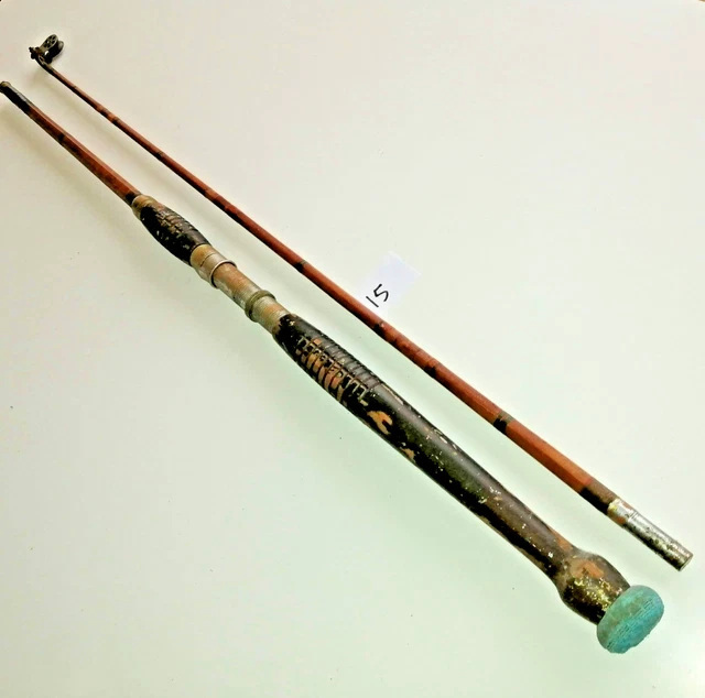 ANCIENNE CANNE EN BAMBOU REFENDU 215 cm AVEC MOULINET SPIN KING N°84 EUR 45,00 - FR