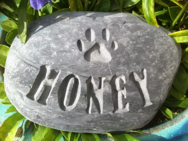 Hand carved, Personalised Pet Memorial stone, for dog, cat, grave marker hamster