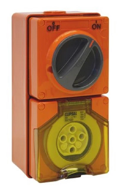 INDUSTRIAL SWITCH SOCKET Outlets Orange Panel Mount CLIPSAL ELECTRICAL ...