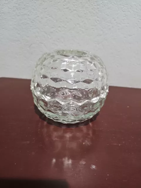 Vtg Fostoria American Crystal Clear Round FAIRY LAMP Tea Light Candle Holder EX