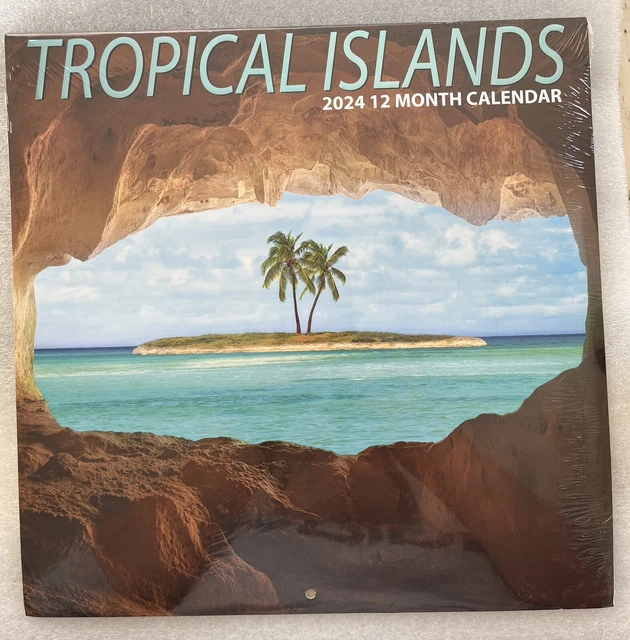2025 WALL CALENDAR TROPICAL ISLANDS 12” X 12” Opens Up To 24