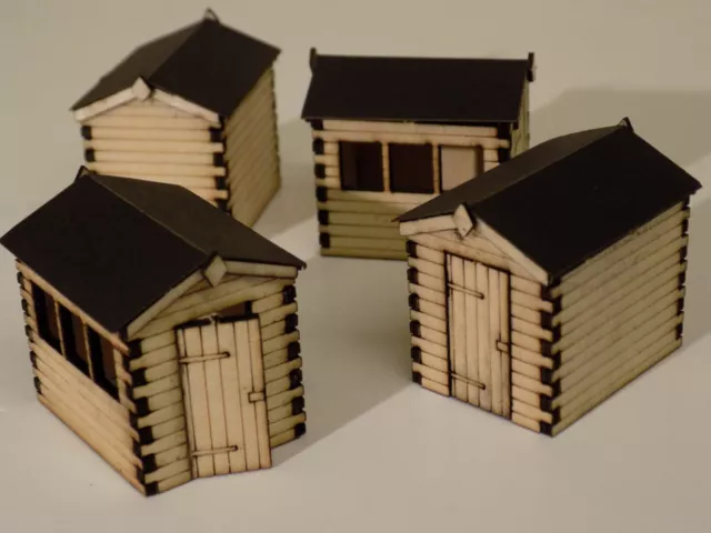 4 x garden sheds 00 gauge scenery detail kit 1:76 scale for model railway