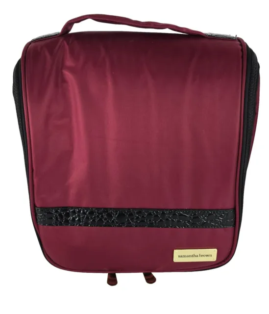 New-samantha brown travel toiletries bag- Soft Burgundy/dark Red With Black Croc