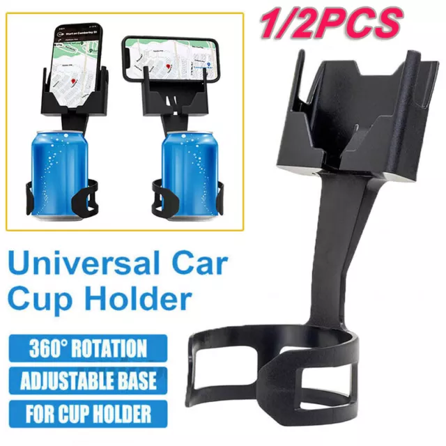 1/2PCS 2in1 Car Phone Cup Holder Stand Cradle Adjustable 360° Cell Phone Mount