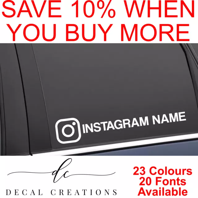 23 COLOUR Custom Instagram Name Social Media Personalised Business Vinyl Decal
