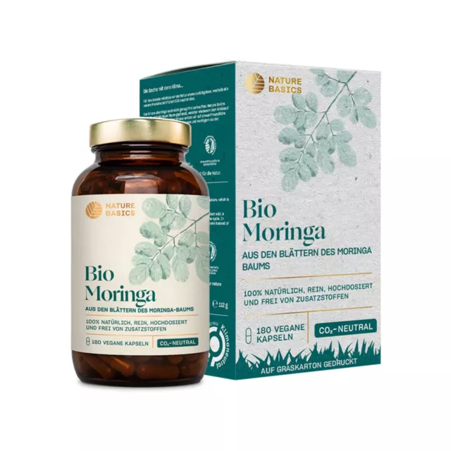 Bio Moringa Pulver 1500mg Moringa Oleifera 180 Kapseln Vegan - Nature Basics®