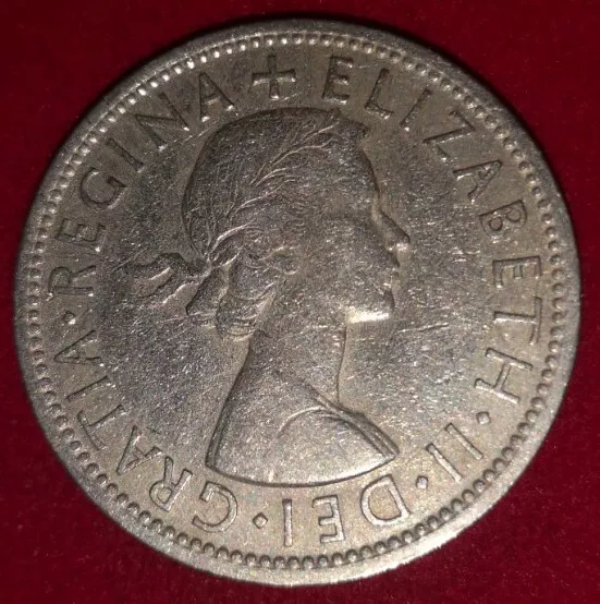 1957 Queen Elizabeth II Two Shilling/Florin UK Coin #49