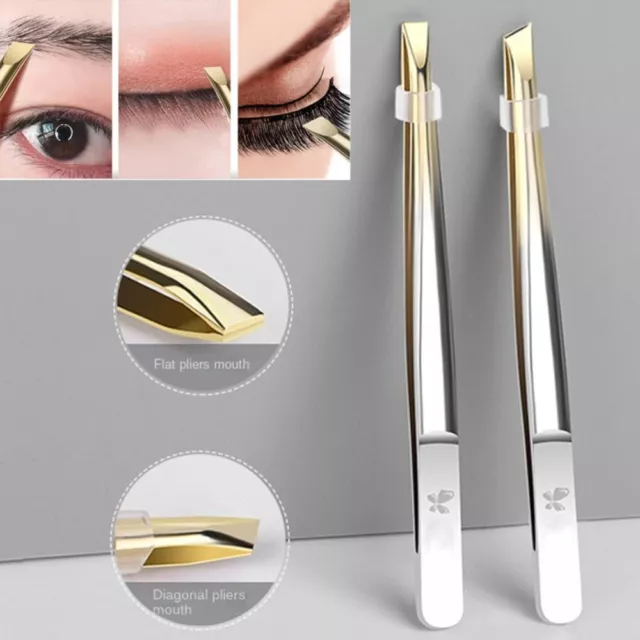 2pcs Multifunction Eyebrow Tweezer Eyelash Tweezers  Eyebrow Trimming