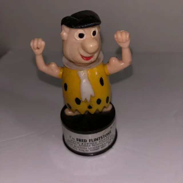 Vintage Fred Flintstone Push Button Puppet Marionette 1965 Toy By Kohner Bros