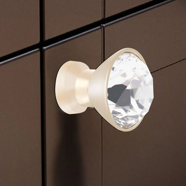 (Or)4Pcs 30mm Crystal Cabinet Knobs Single Hole Cupboard Drawer Knobs FR