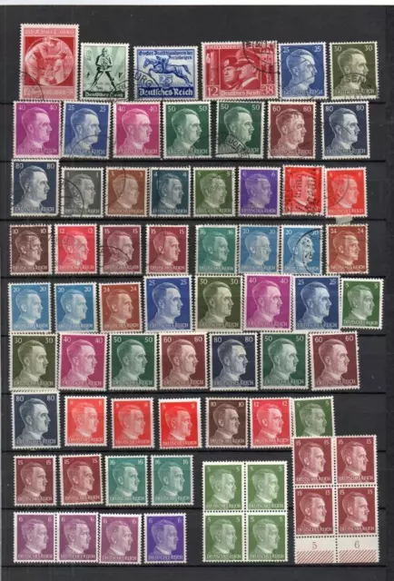 Germany Third Reich Lot "Hitler Heads" Stamps Unused/Used See Scan GR77