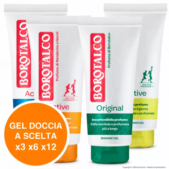 Borotalco Gel Doccia Bagnoschiuma Active Detergente Corpo 200ml x3 x6 x12