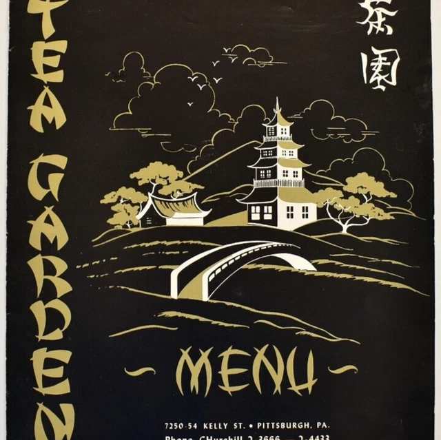 1950S TEA GARDEN Chinese Cantonese Restaurant Menu Pittsburgh