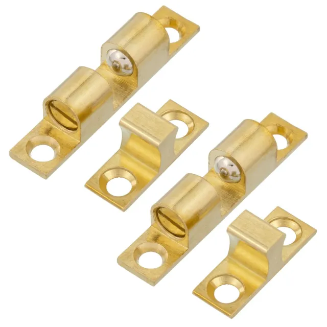 2 Sets Brass Plated 42mm Double Ball Catch Latch Spring Steel Cabinet Door Stop