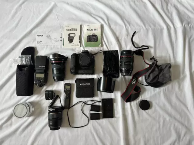 Canon EOS 60D 18.0 MP DSLR Camera W/L Series 16-35mm 2.8 + a lot more accesories