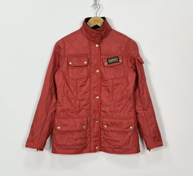 Barbour International Polarquilt Jacket Women’s Size UK10 US6 Red Belted Coat