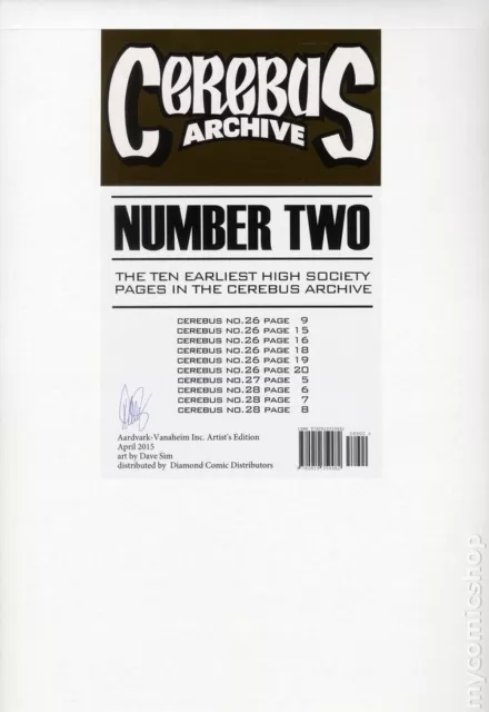 Cerebus Archive Portfolio Volume 2 GN Signed Dave Sim Aardvark Gerhard New NM