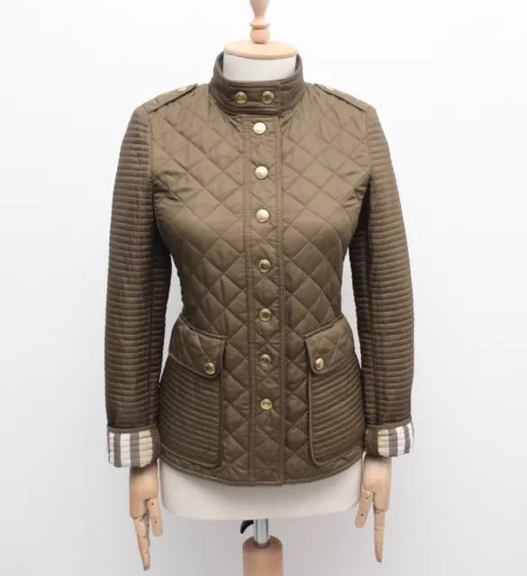 Women's BURBERRY BRIT Quilted Jacket Coat Blazer Nova Check Lined Size XS RARE