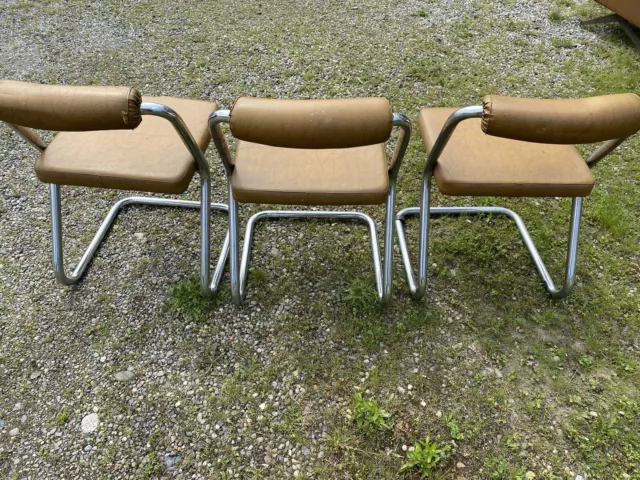 Tre Sedie Vintage In Acciaio Tubolare Modernariato Design Anni 70 3