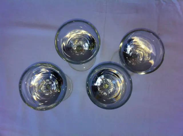 Vintage lot 4 Verres anciens à Pieds Bistrot Cul de Bouteille 2