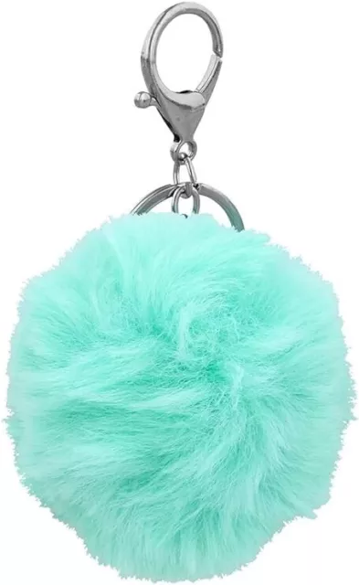 Pom-Pom Schlüsselanhänger Taschenanhänger Fluffy Puff Ball Türkis
